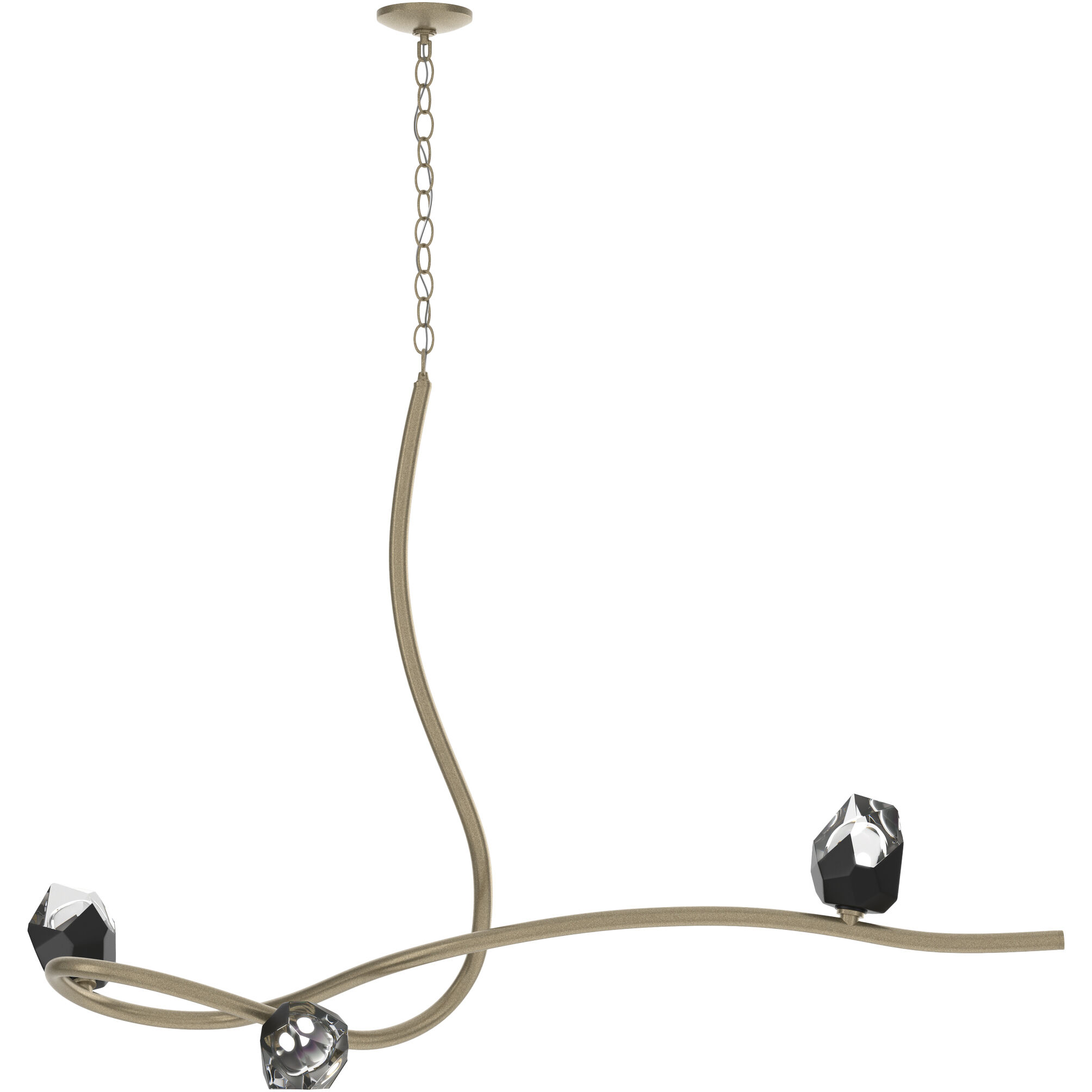 Glacier 3 Light 44.2 inch Soft Gold Pendant Ceiling Light in Black Crystal