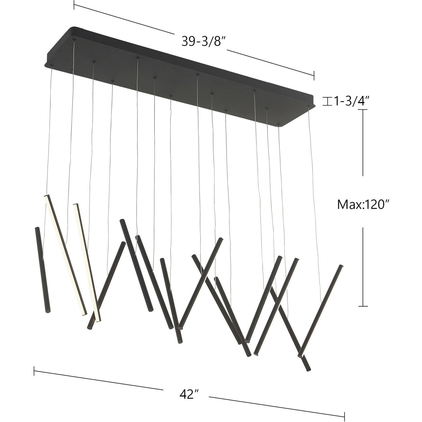 Chute LED 42 inch Black Linear Pendant Ceiling Light