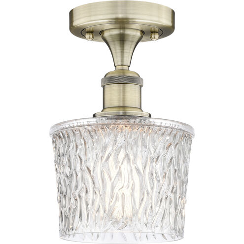 Niagra 1 Light 6.5 inch Antique Brass Semi-Flush Mount Ceiling Light