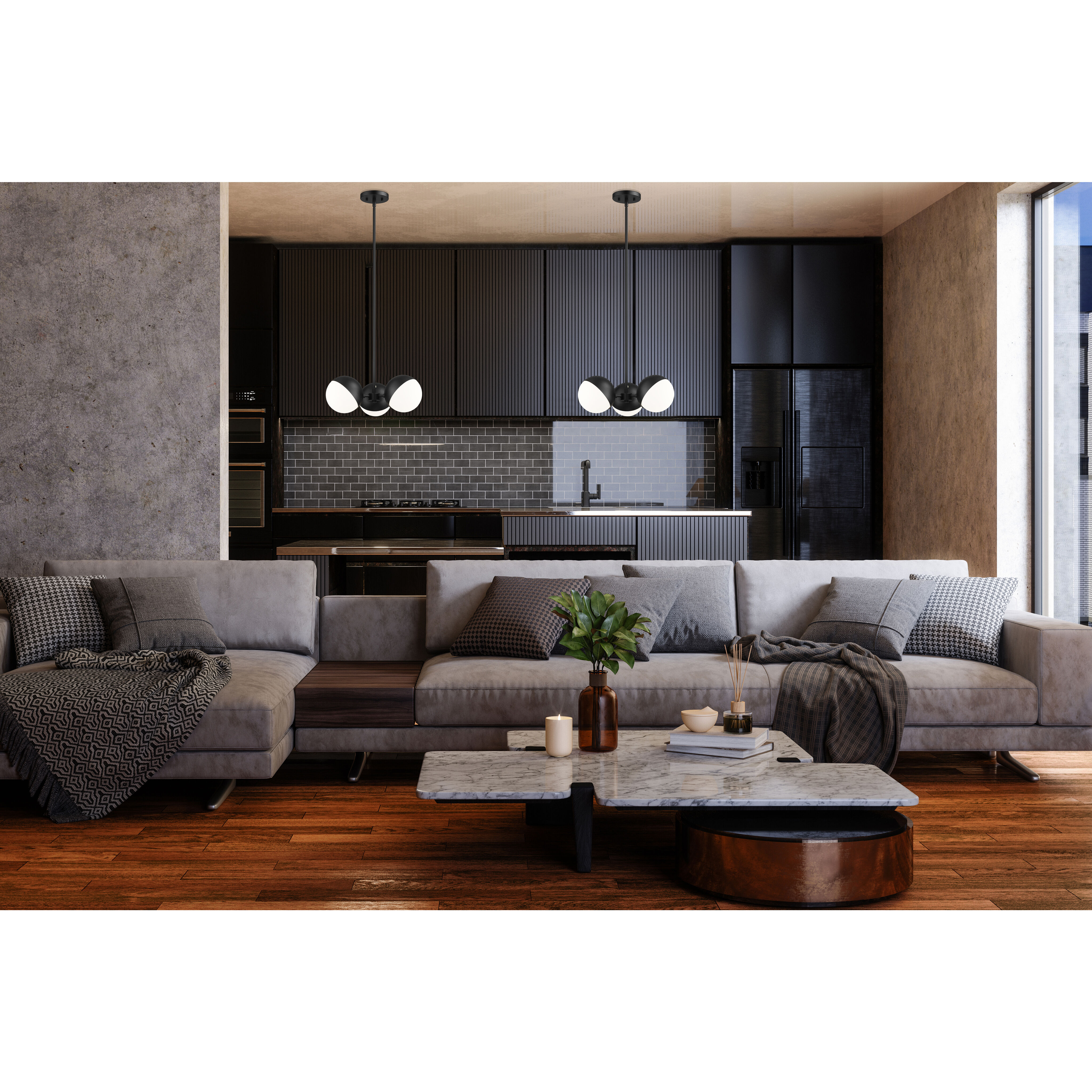 Realm Sphere 3 Light 17.25 inch Matte Black Chandelier Ceiling Light