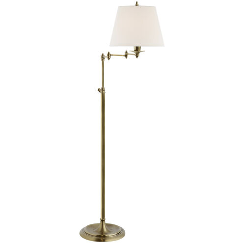 Studio VC Candle Stick 47 inch 100.00 watt Hand-Rubbed Antique Brass Swing Arm Floor Lamp Portable Light in Linen 2