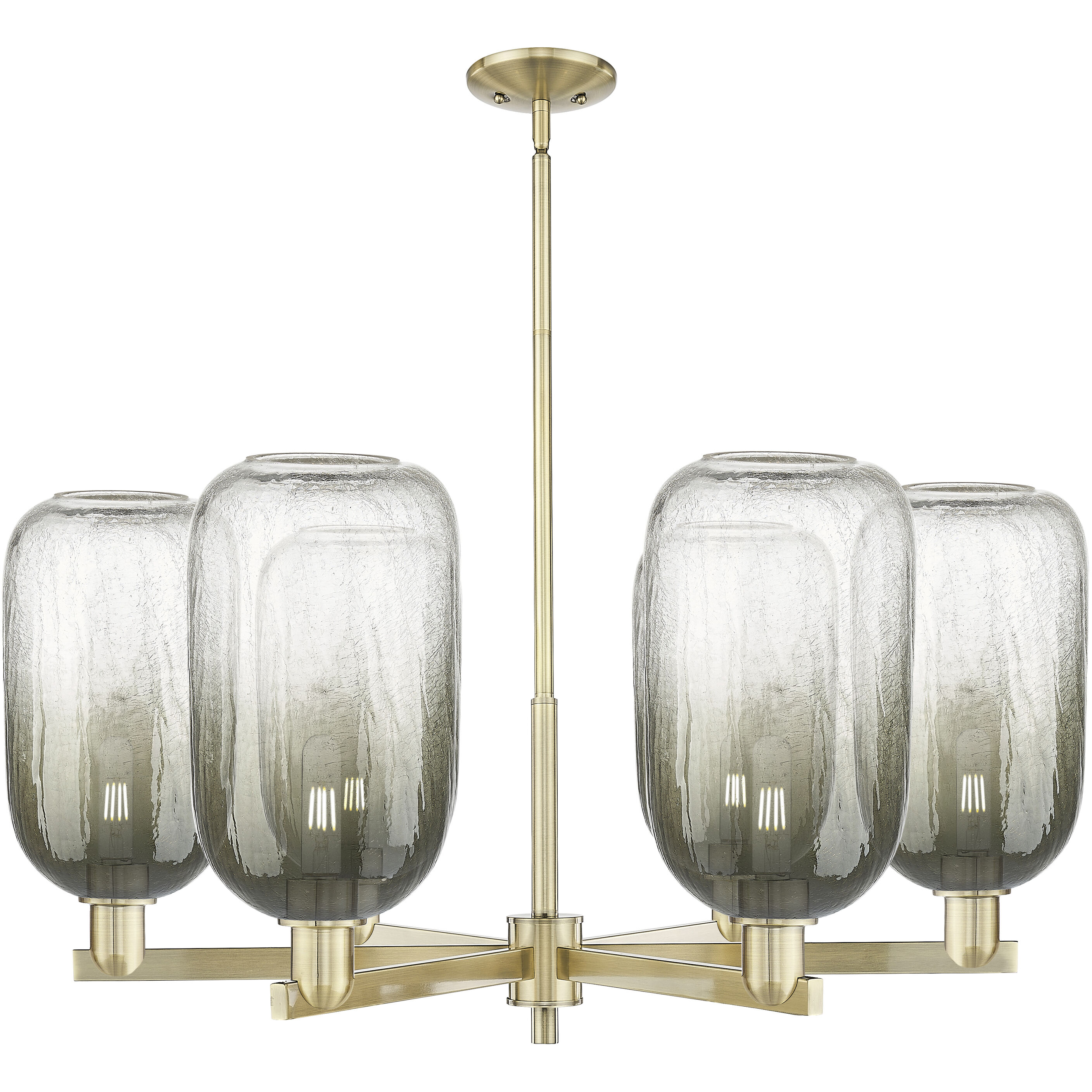 Brookhaven Cloche 6 Light 23.88 inch Antique Brass Chandelier Ceiling Light in Slate Glass
