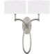 Allegretto Wall Sconce Wall Light in Silver Leaf, White Fabric