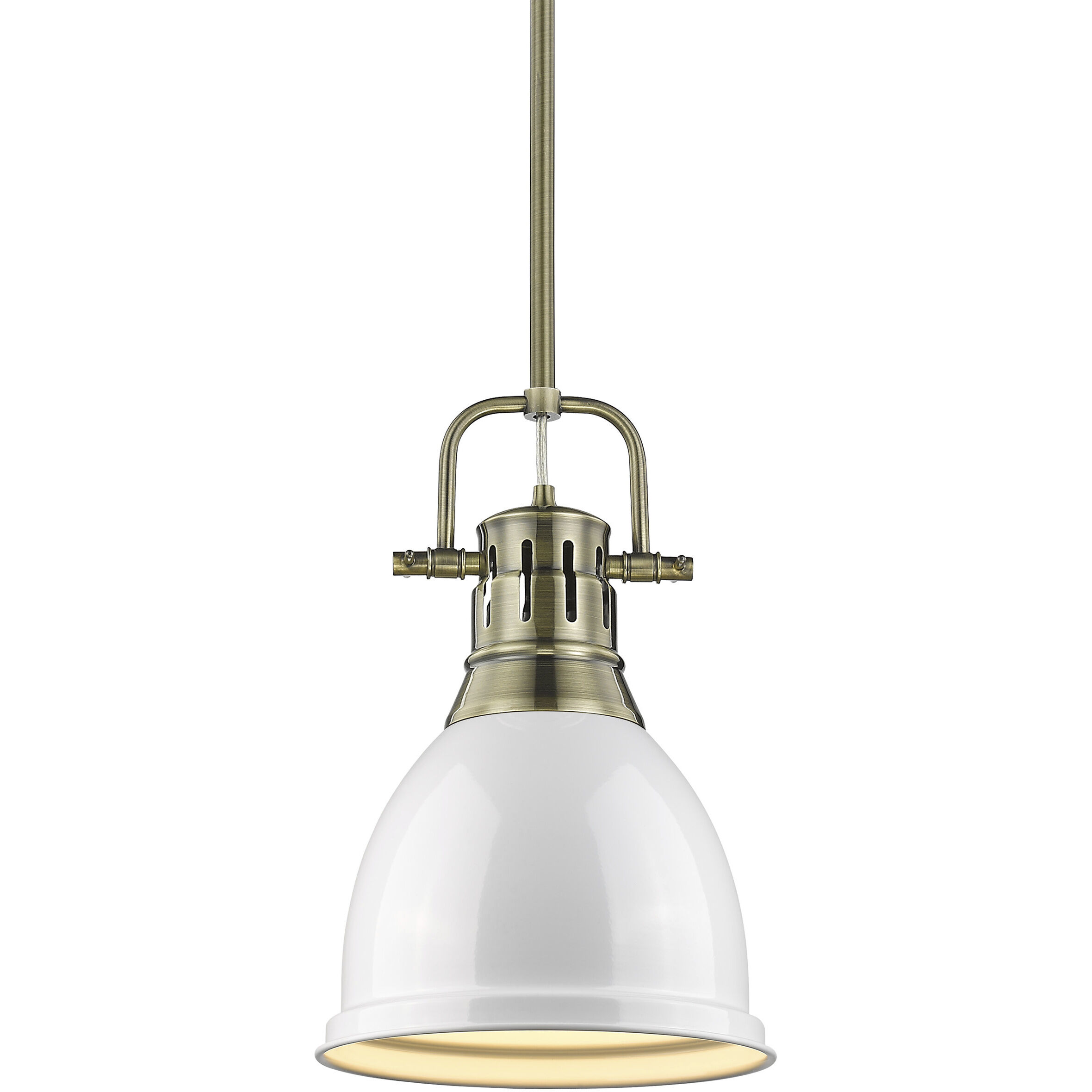 Yep Duncan 1 Light 8.88 inch Aged Brass Pendant Ceiling Light in White, Small