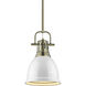 Yep Duncan 1 Light 8.88 inch Aged Brass Pendant Ceiling Light in White, Small