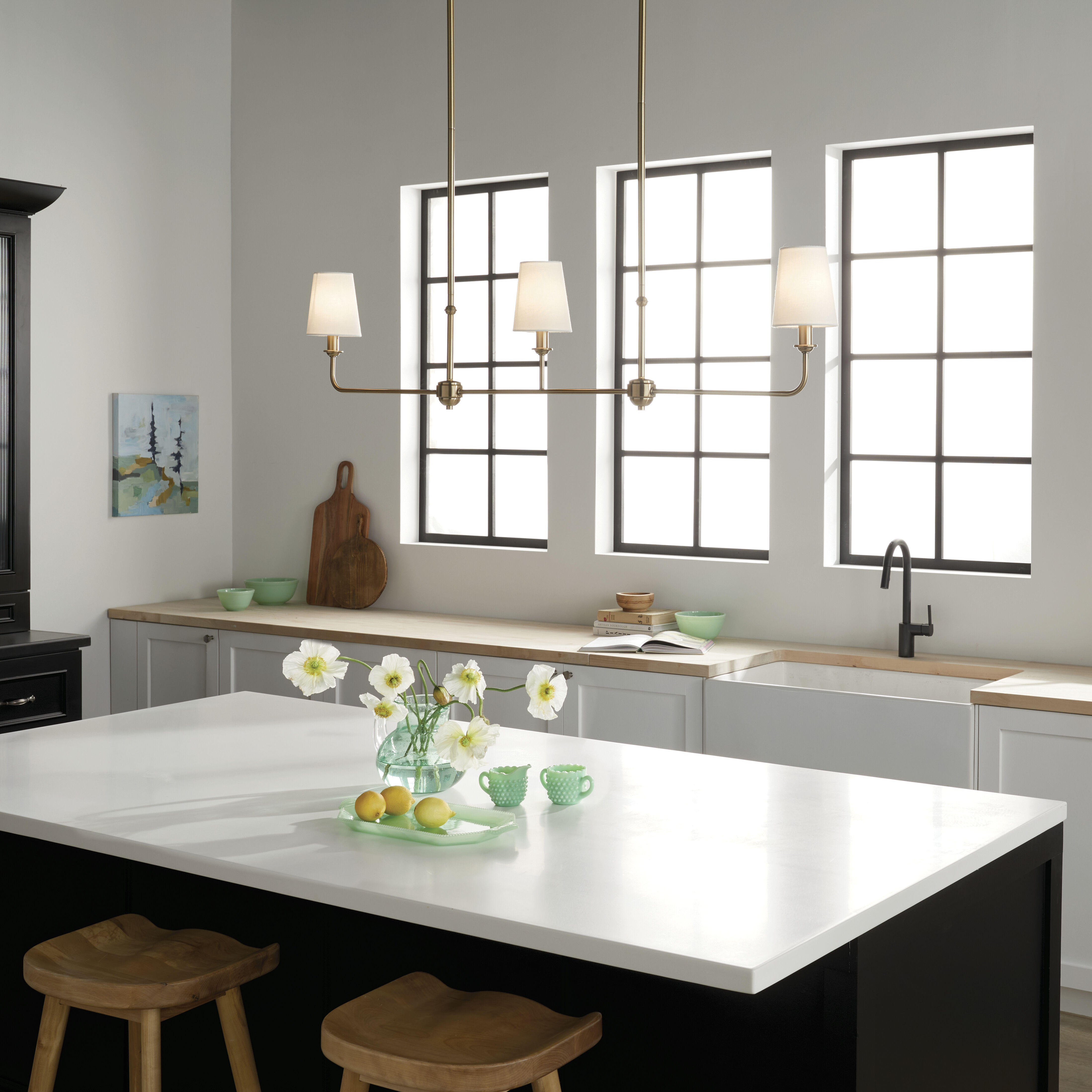 Pallas 3 Light 4.5 inch Brushed Natural Brass Chandelier Linear Ceiling Light