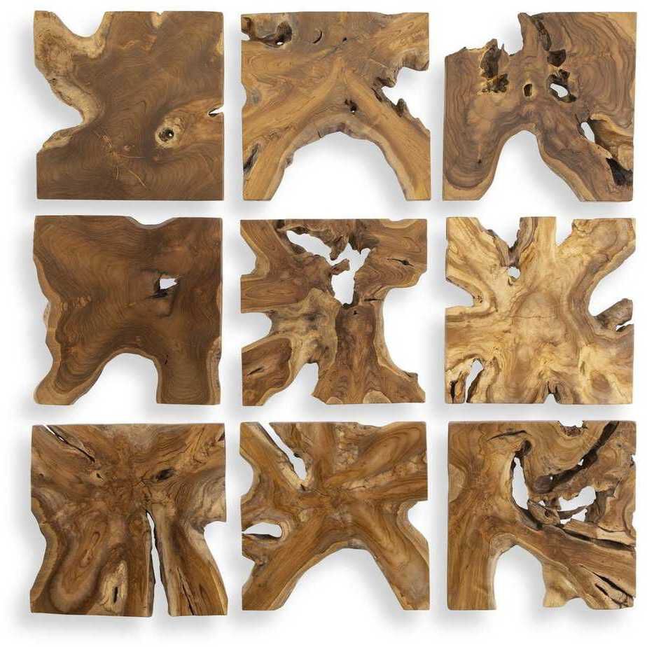 Talia Indoor-Outdoor Wood Wall Decor, Set of 9