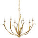 Menefee 6 Light 32 inch Antique Gold Leaf Chandelier Ceiling Light