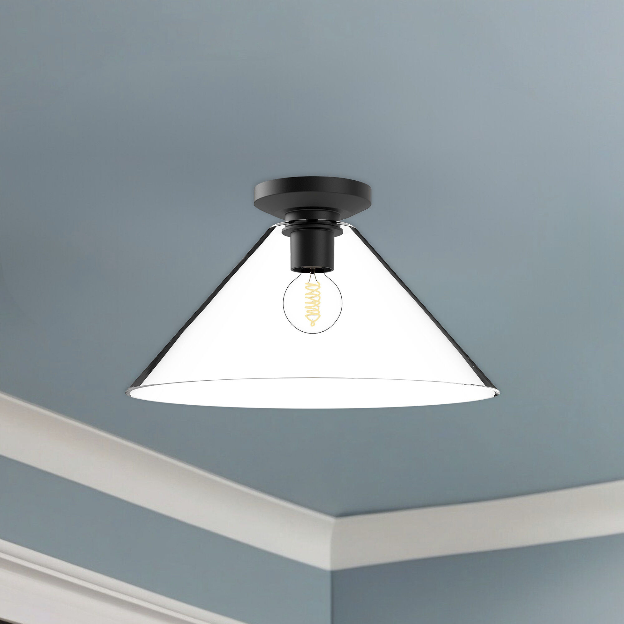 Alora Mood Salem 1 Light 14.13 inch Clear Glass/Matte Black Flush Mount Ceiling Light