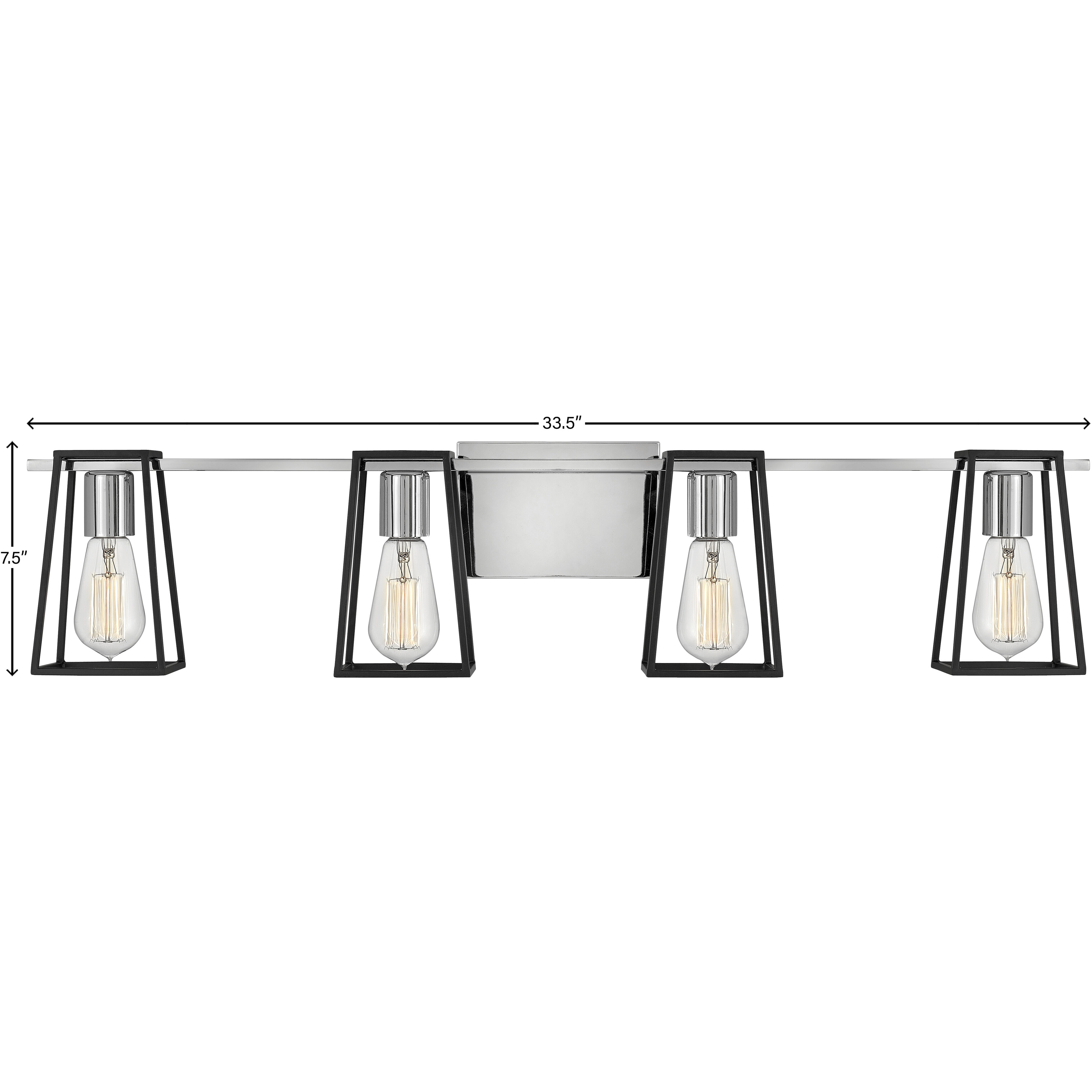 Filmore 4 Light 33.5 inch Chrome with Satin Black Vanity Light Wall Light