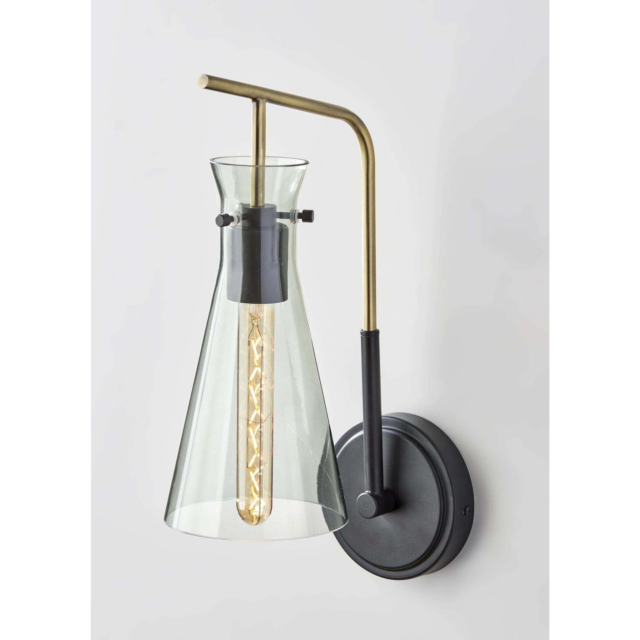 Walker 5.5 inch Black and Antique Brass Wall Lamp Wall Light