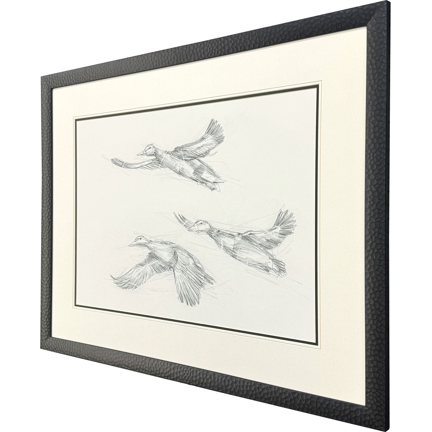 Mallard Duck Sketch Black and Beige and Gray Framed Art