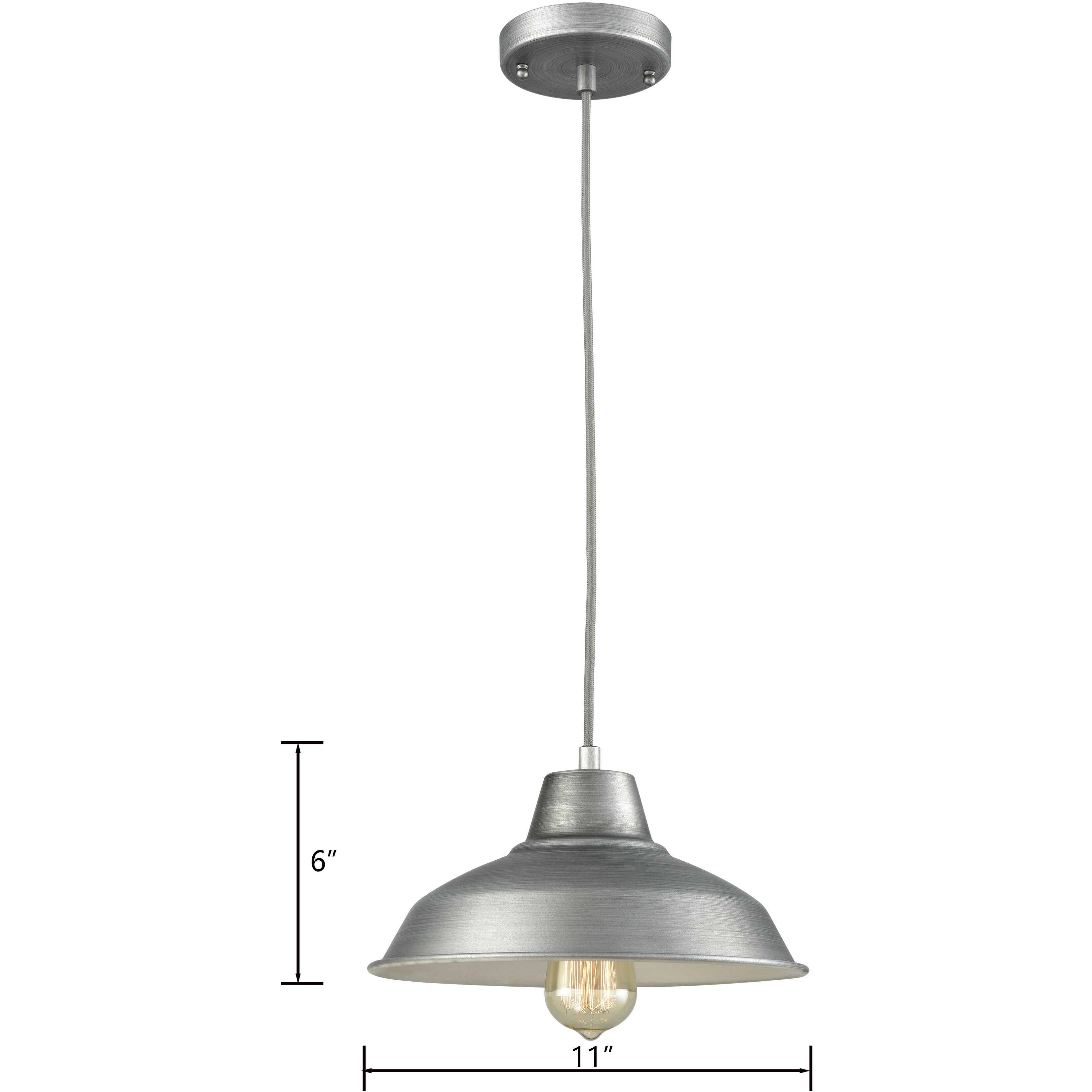 Classic Loft 1 Light 11 inch Weathered Zinc Mini Pendant Ceiling Light