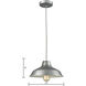 Classic Loft 1 Light 11 inch Weathered Zinc Mini Pendant Ceiling Light