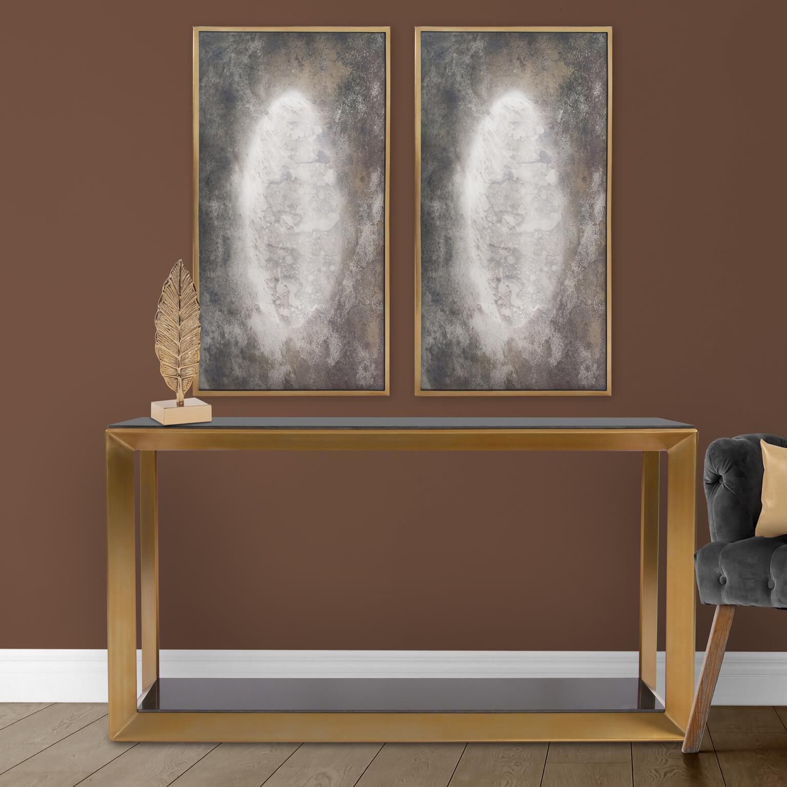 Concord 55.25 inch Brass Console Table