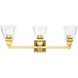 Mission 3 Light 25 inch Polished Brass Vanity Sconce Wall Light