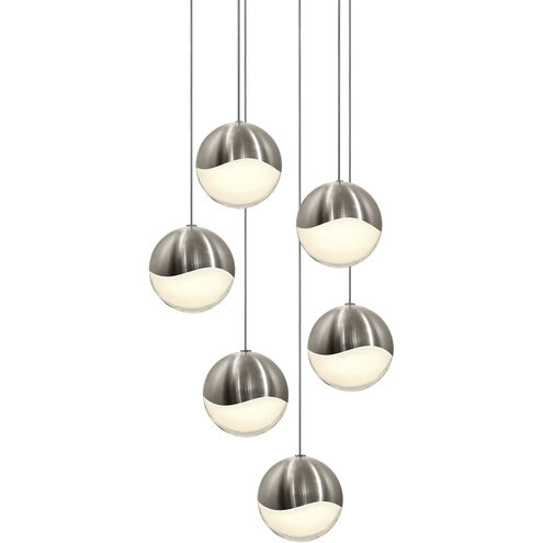 Grapes LED 12 inch Satin Nickel Cluster Pendant Ceiling Light in White Glass