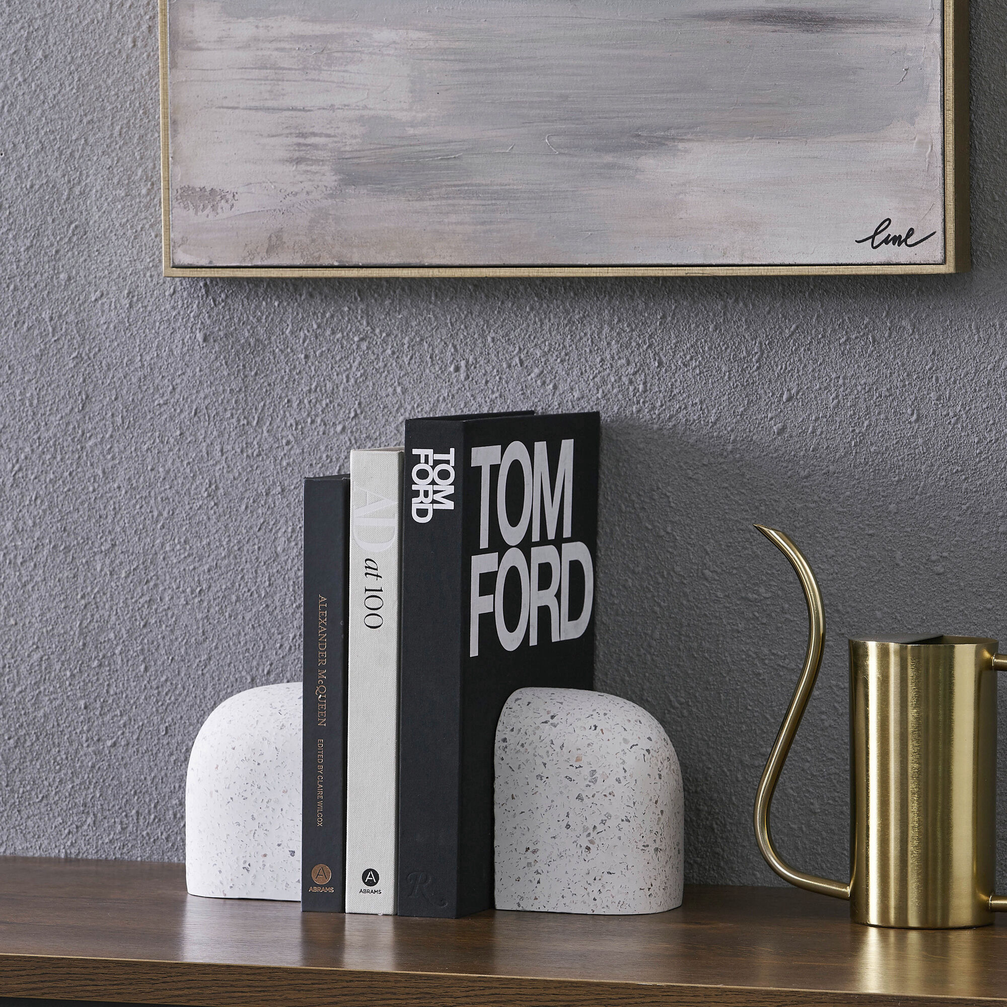 Bruno 4.75 inch White Speckled Bookends, Set of 2