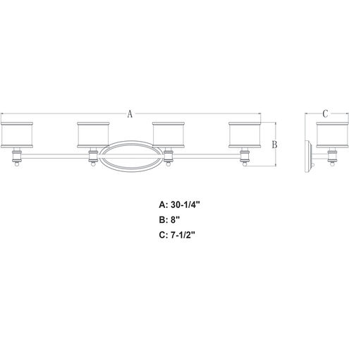 Carlisle LED 30.25 inch Chrome Bathroom Light Wall Light