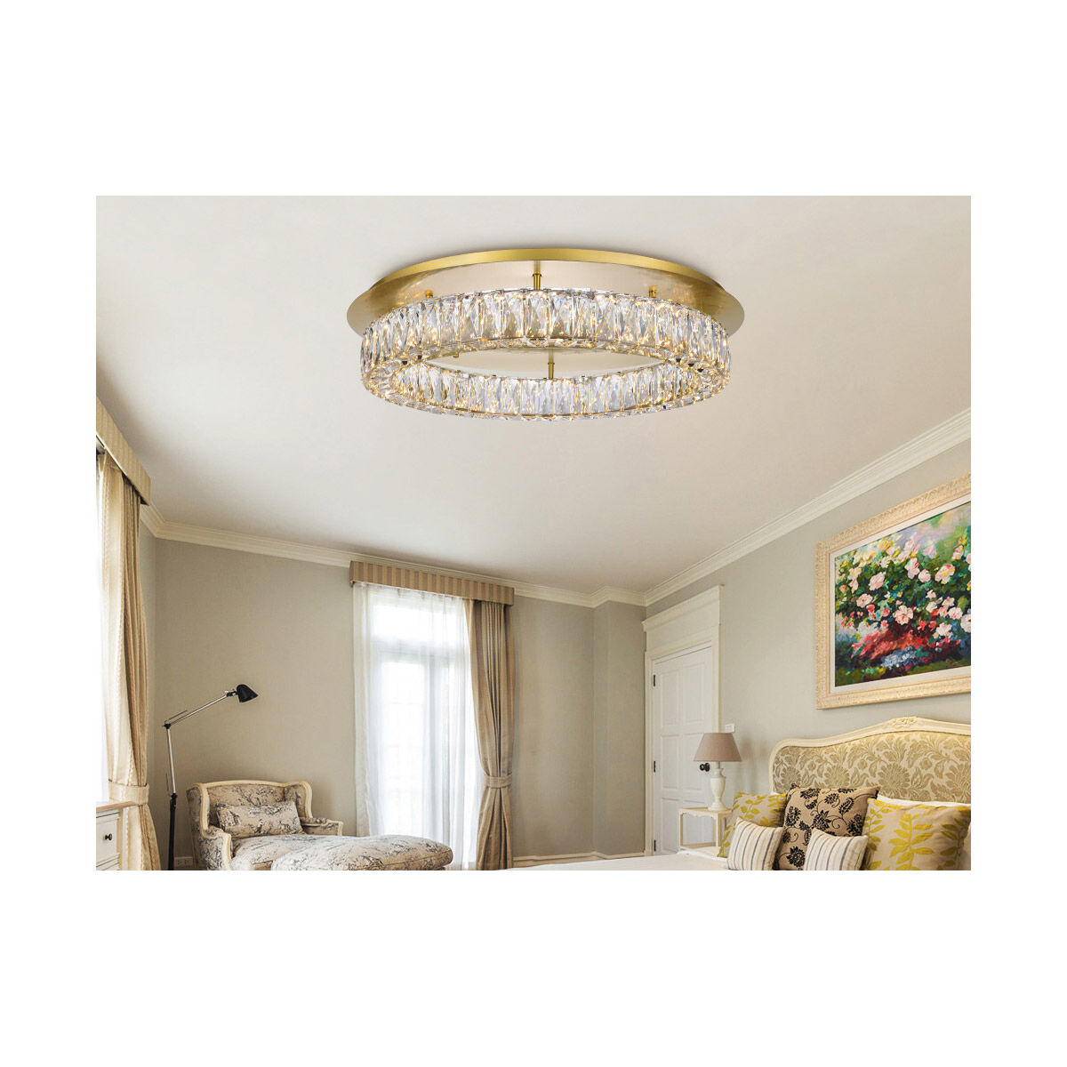 Monroe 26 inch Gold Flush Mount Ceiling Light