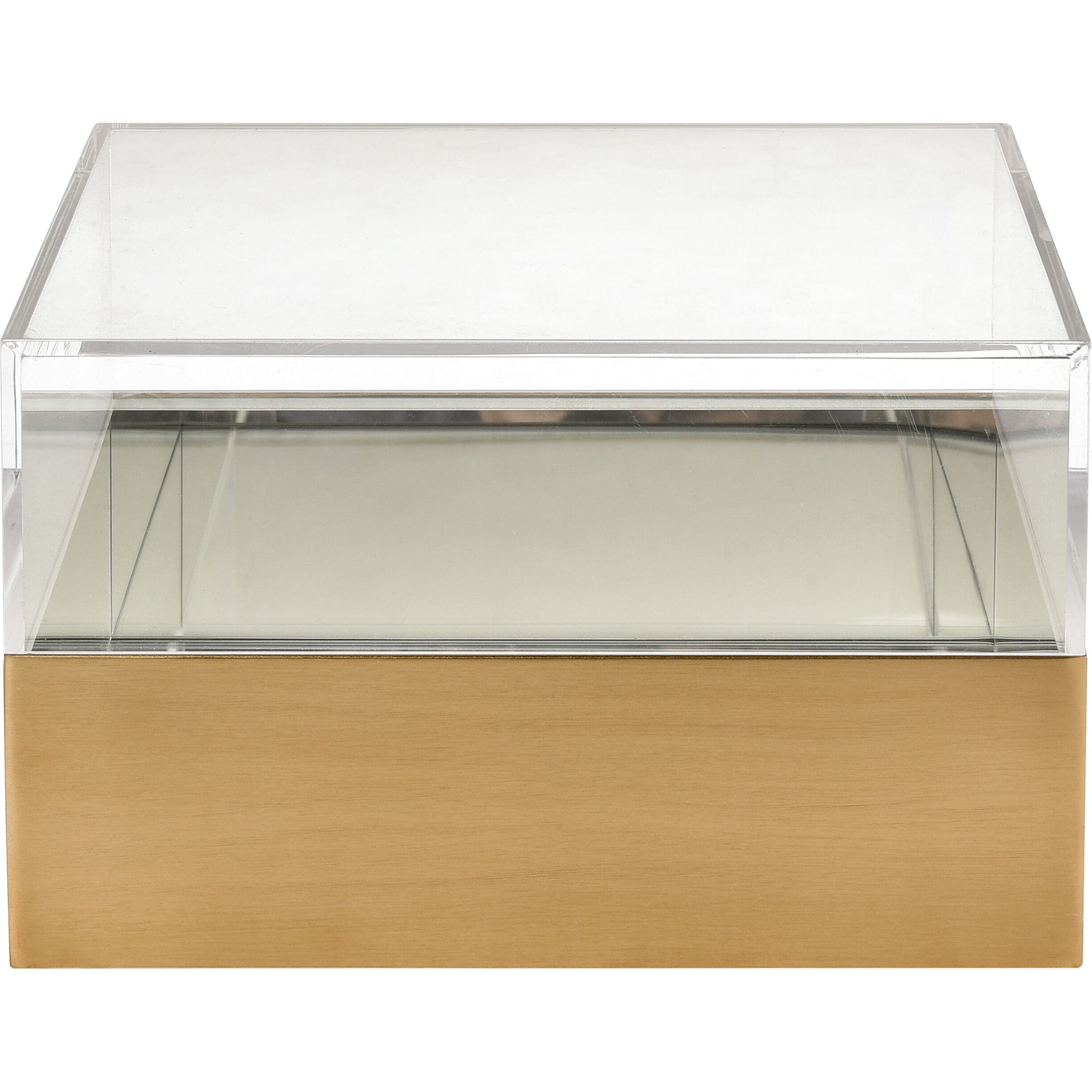 Split 10 X 10 inch Brass with Clear and Mirror Decorative Box