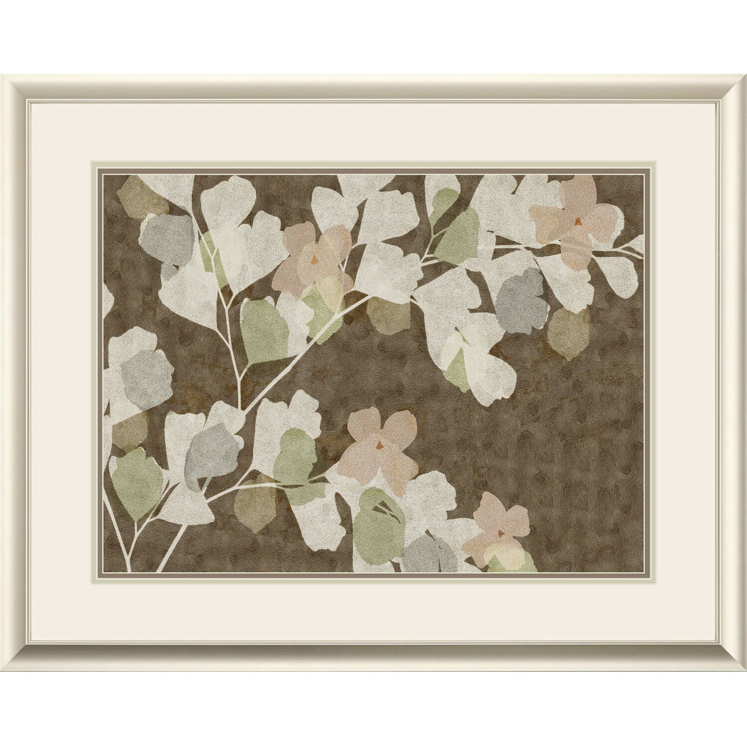 Antique Blossom Brown and Green and Neutral and Beige Framed Art, Propac