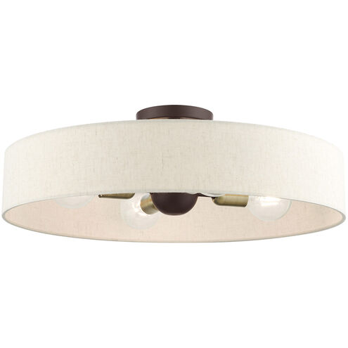 Venlo 4 Light 22 inch Bronze with Antique Brass Accents Semi Flush Ceiling Light