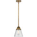 Nouveau 2 Cone 1 Light 6.25 inch Brushed Brass Mini Pendant Ceiling Light in Incandescent, Seedy