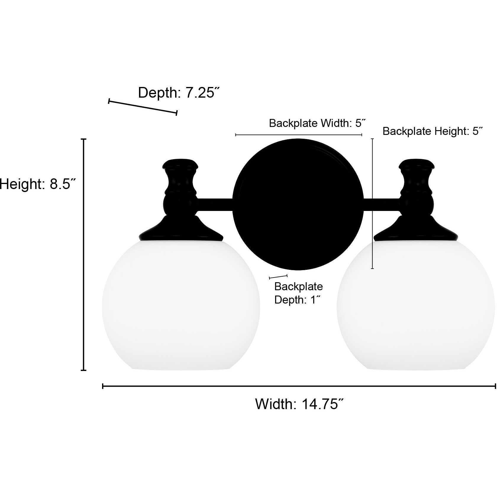 Orlisse 2 Light 14.75 inch Matte Black Bathroom Vanity Light Wall Light