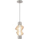 Mesa Mandrel LED Metallic Beige Silver Pendant Ceiling Light in 3000K LED, Amber Blown Glass