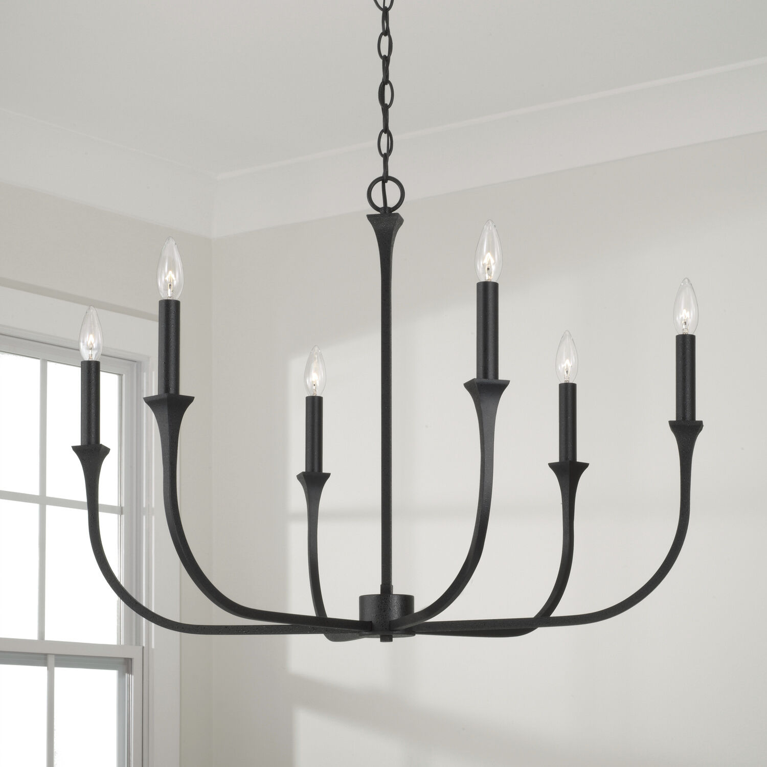 Decklan 6 Light 32 inch Black Iron Chandelier Ceiling Light