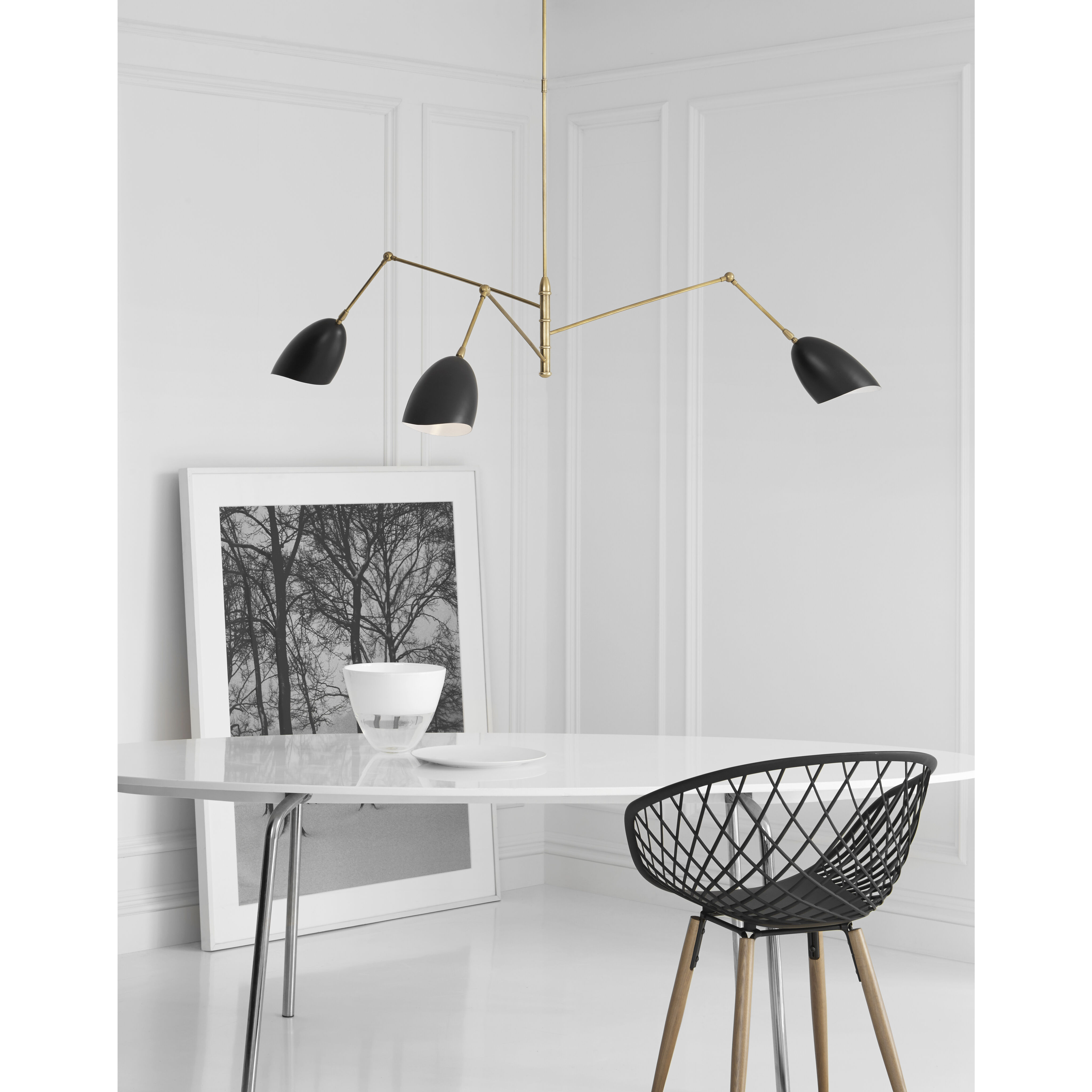 Visual Comfort Signature Three Light Chandelier Sommerard Hand Rubbed Antique Brass and Black