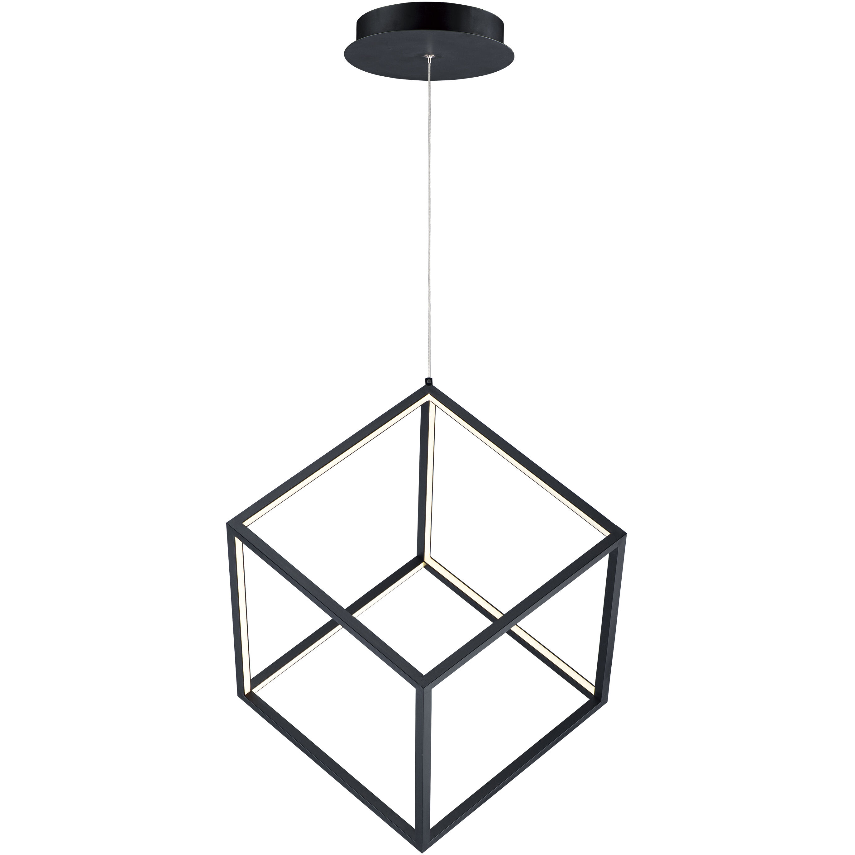4 Square LED 20.5 inch Black Single Pendant Ceiling Light