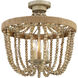 Bohemian 3 Light 15 inch Natural Wood with Rope Semi-Flush Ceiling Light