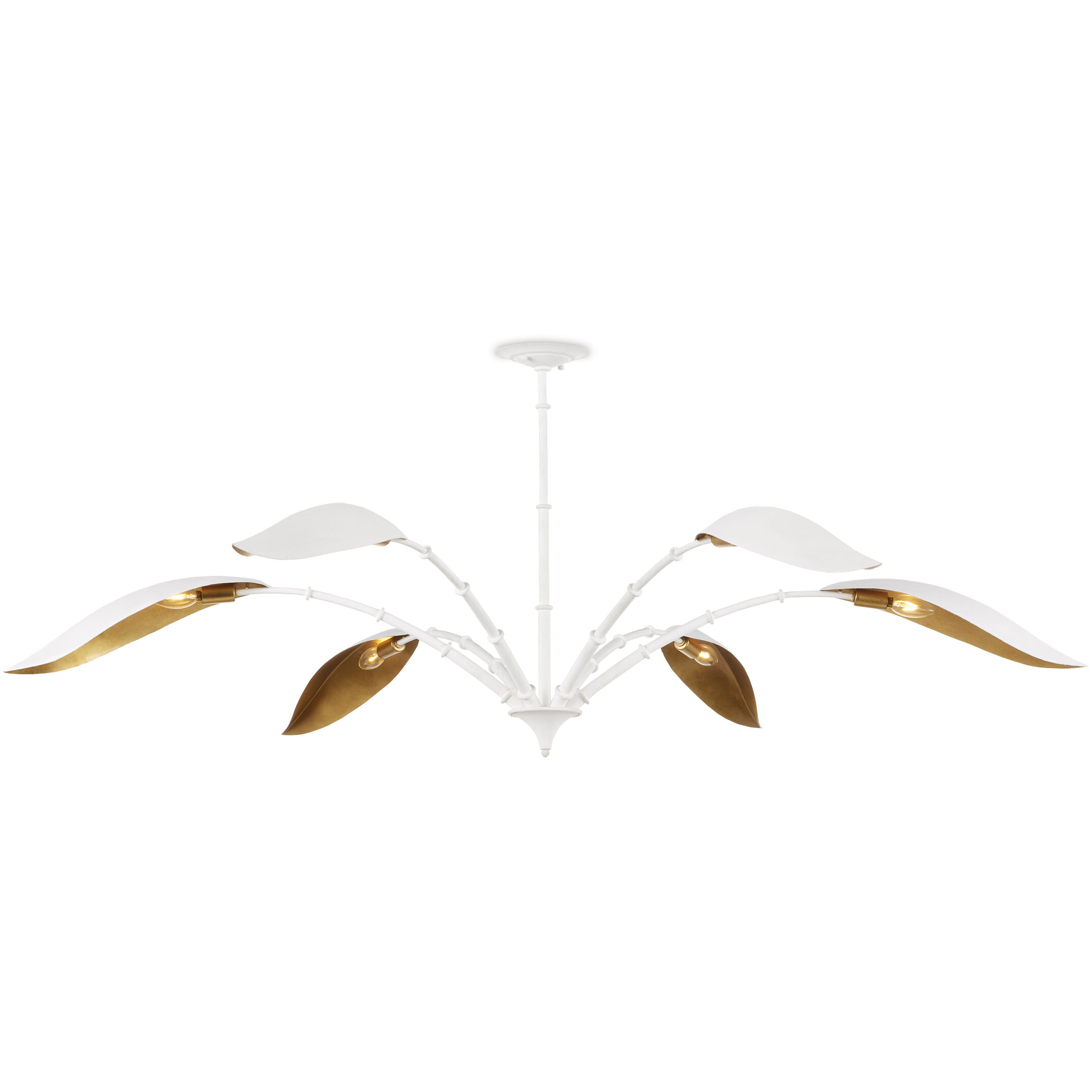 Yuriko 6 Light 66.75 inch Gesso White and Contemporary Gold Leaf Chandelier Ceiling Light