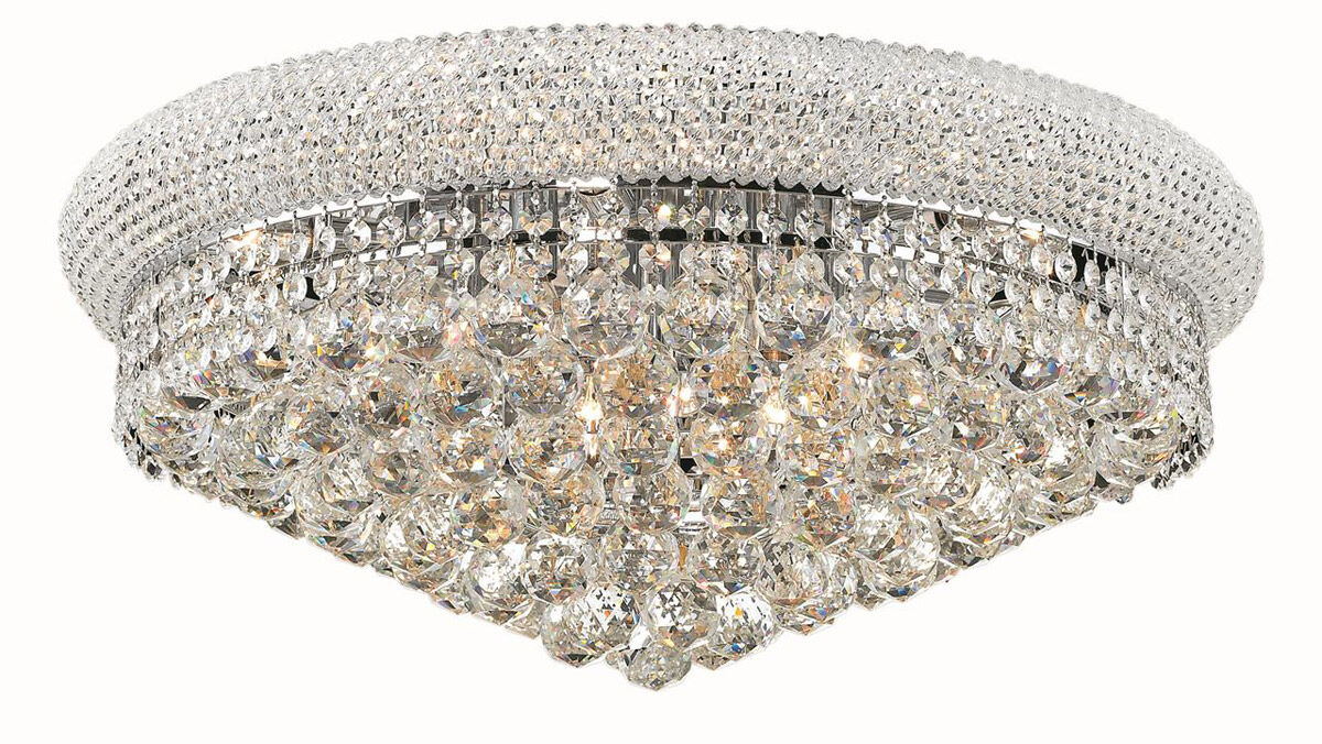 Primo 12 Light 24 inch Chrome Flush Mount Ceiling Light in Royal Cut