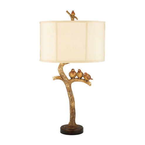 Gray 31 inch 100 watt Gold Leaf Table Lamp Portable Light