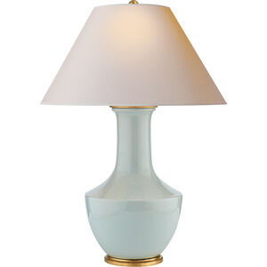 Chapman & Myers Lambay Ice Blue Porcelain Table Lamp in Natural Paper
