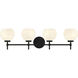 Hannah 4 Light 32 inch Matte Black Bathroom Vanity Light Wall Light, Lighting One