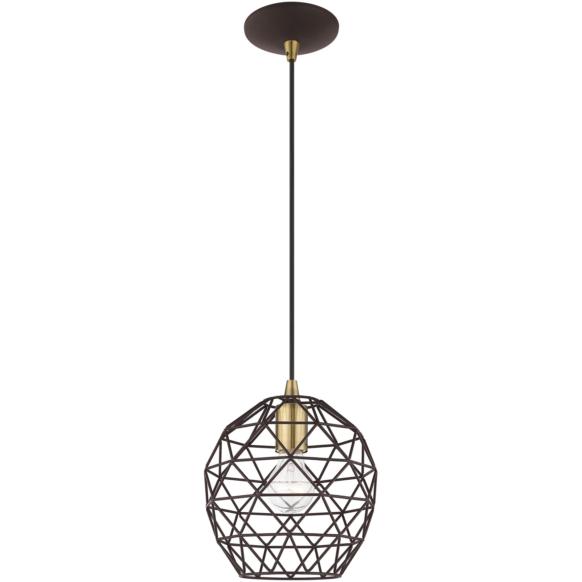 Geometric 1 Light 8 inch Bronze Mini Pendant Ceiling Light