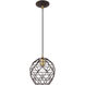 Geometric 1 Light 8 inch Bronze Mini Pendant Ceiling Light