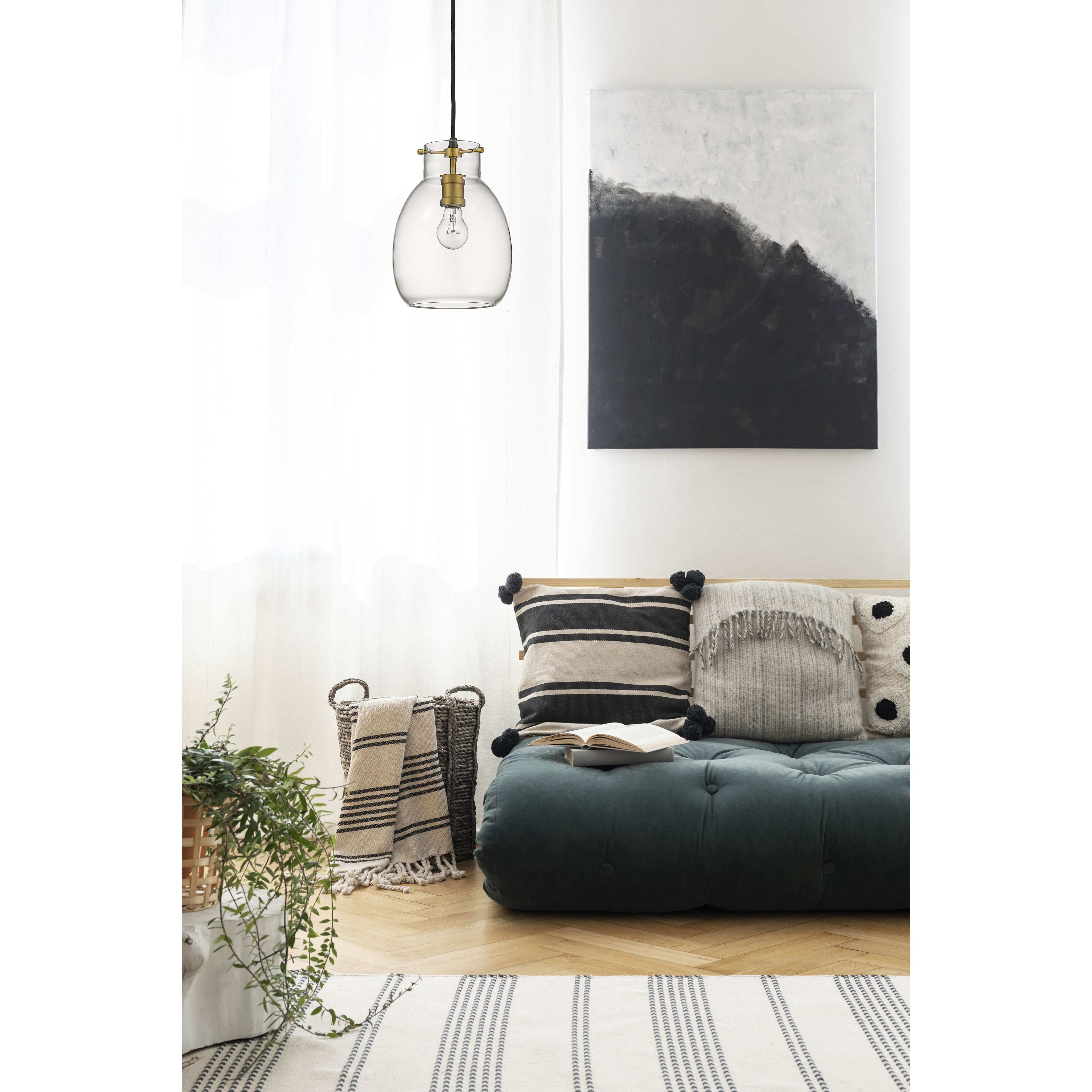 Bella 1 Light 8 inch Matte Black and Olde Brass Pendant Ceiling Light