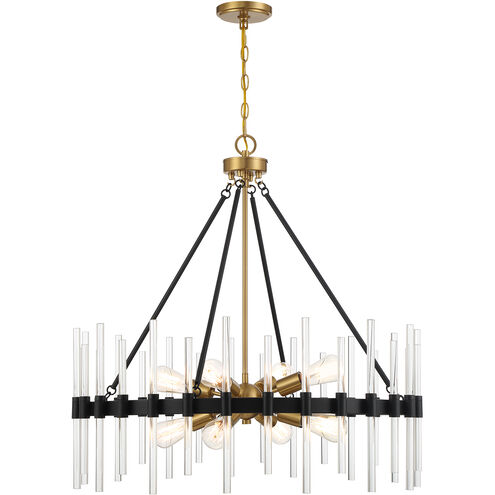 Santiago 8 Light 30 inch Black with Warm Brass Accents Pendant Ceiling Light