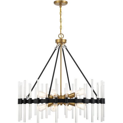 Santiago 8 Light 30 inch Black with Warm Brass Pendant Ceiling Light