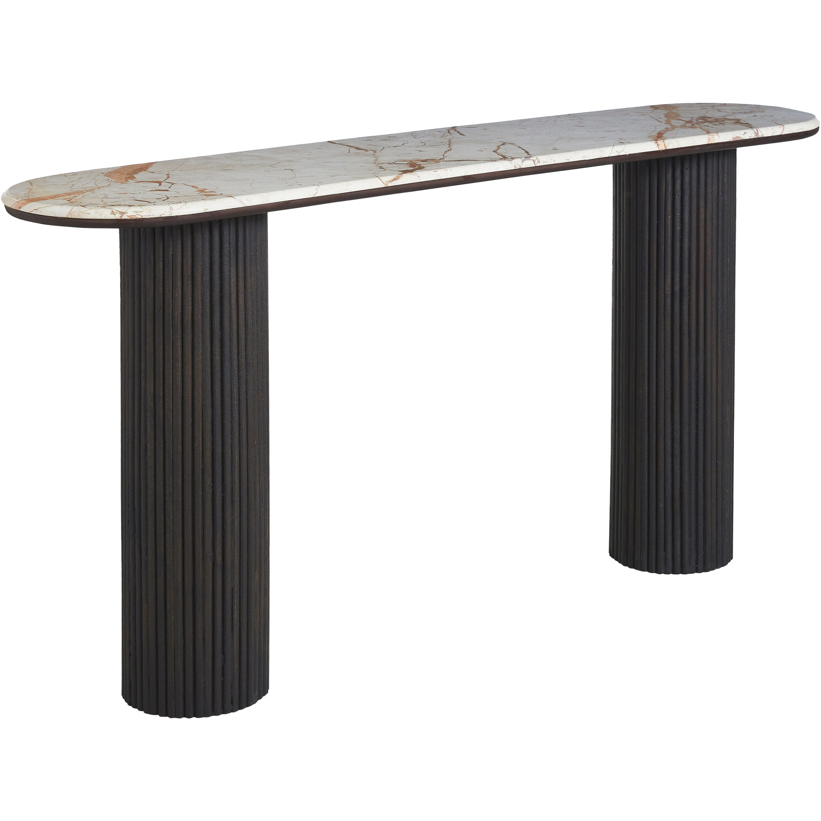Alessio 59 inch Walnut and White Marble Console Table