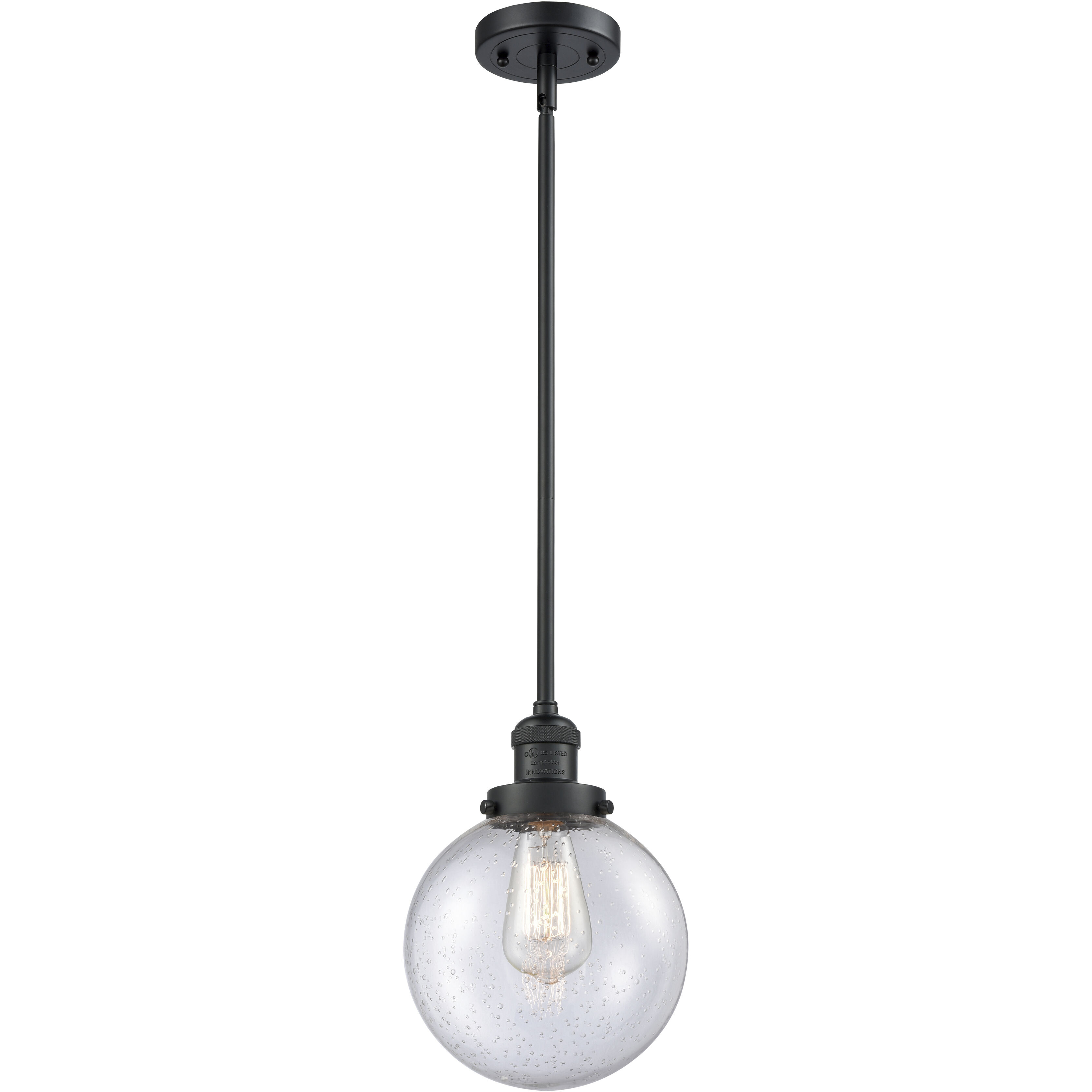 Franklin Restoration Beacon LED 8 inch Matte Black Mini Pendant Ceiling Light in Seedy, Franklin Restoration
