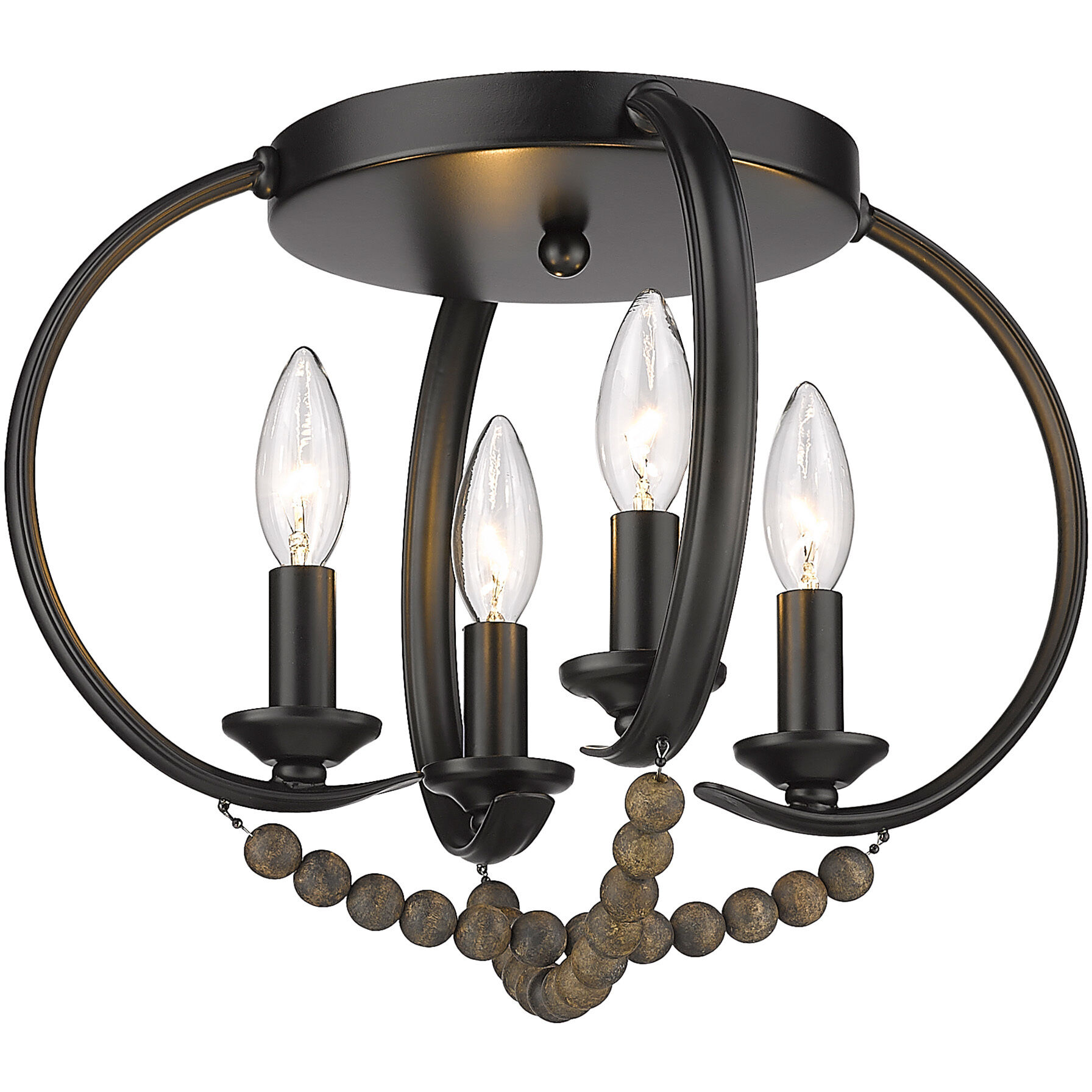 Flori 4 Light 14.5 inch Matte Black Flush Mount Ceiling Light