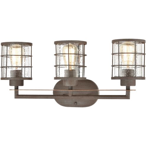 Gilbert 3 Light 24 inch Rusted Coffee with Light Wood Vanity Light Wall Light