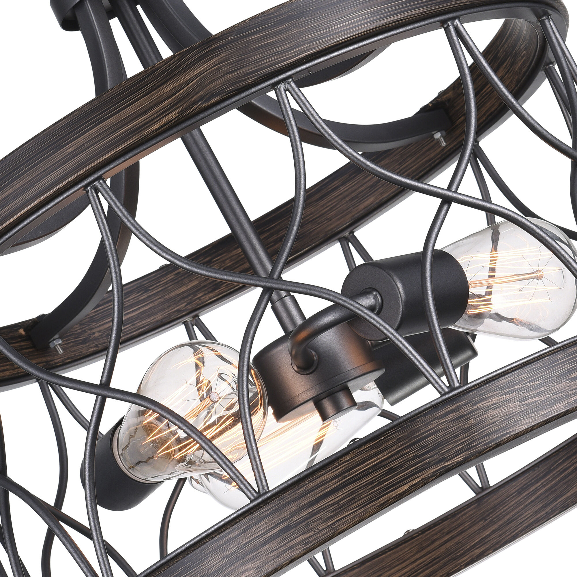 Amazon 3 Light 16 inch Gun Metal Cage Semi-Flush Mount Ceiling Light