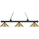 Riviera 3 Light 57.25 inch Matte Black Billiard Ceiling Light in 12.35, Satin Gold Steel